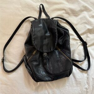 Black Italian Leather Backpack